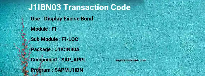 SAP J1IBN03 transaction code