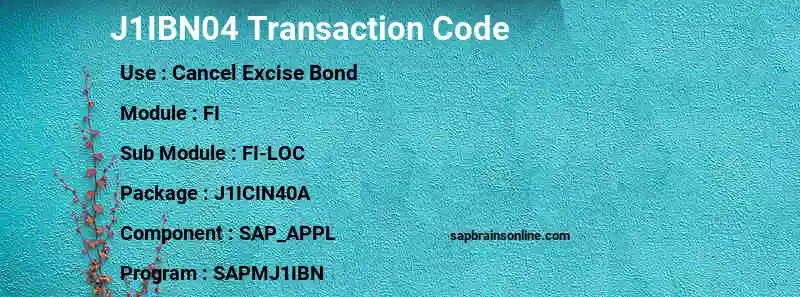 SAP J1IBN04 transaction code