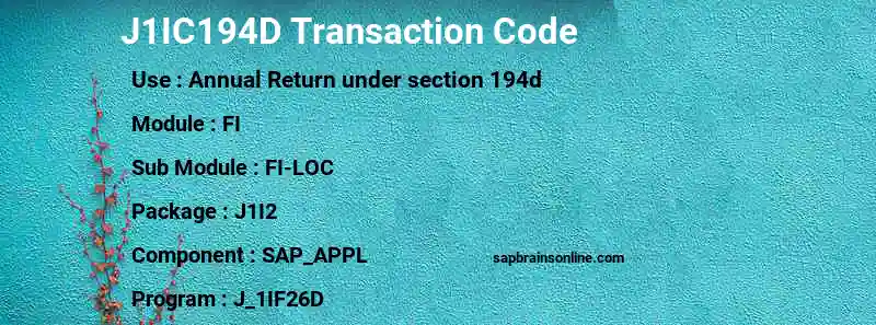 SAP J1IC194D transaction code