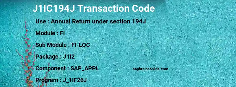 SAP J1IC194J transaction code