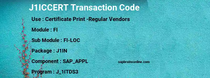 SAP J1ICCERT transaction code