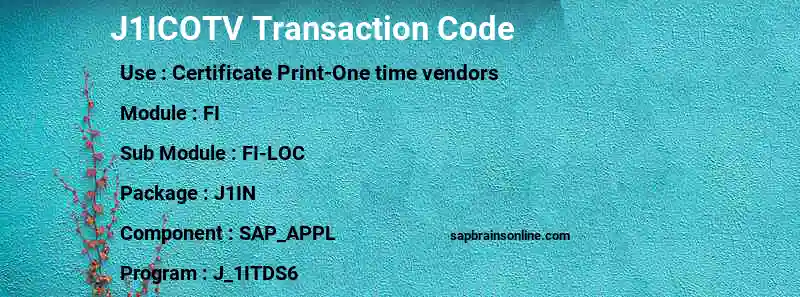 SAP J1ICOTV transaction code