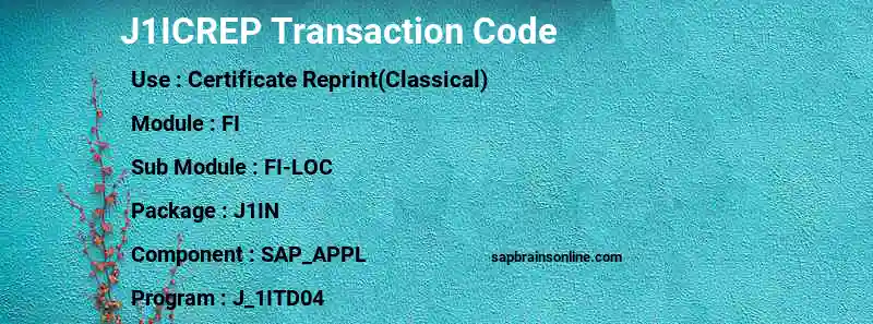 SAP J1ICREP transaction code