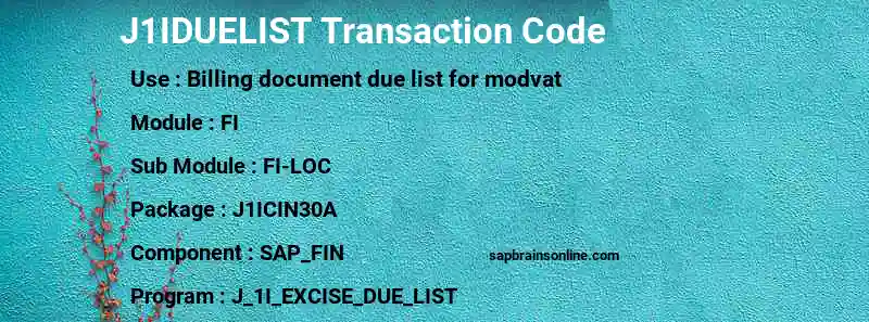 SAP J1IDUELIST transaction code