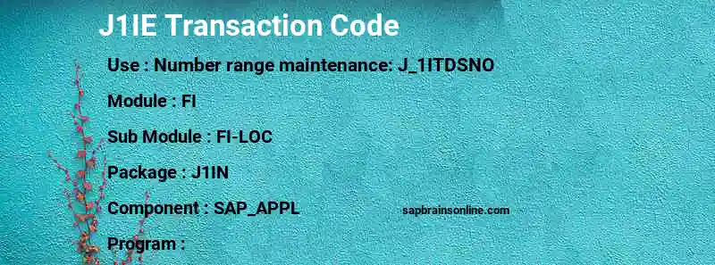 SAP J1IE transaction code