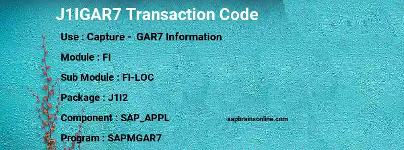 SAP J1IGAR7 transaction code