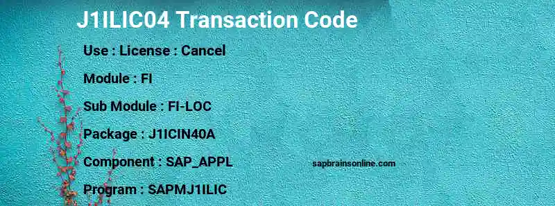 SAP J1ILIC04 transaction code