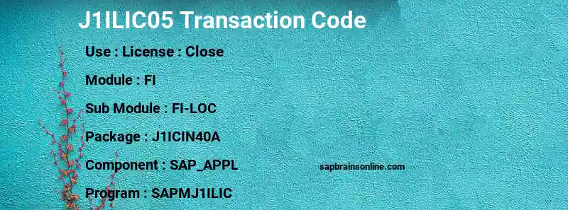 SAP J1ILIC05 transaction code