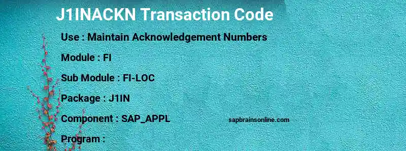 SAP J1INACKN transaction code