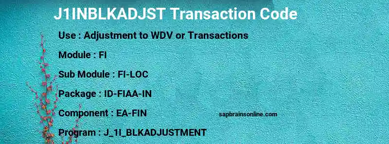 SAP J1INBLKADJST transaction code