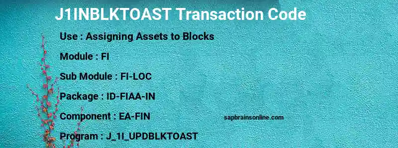 SAP J1INBLKTOAST transaction code