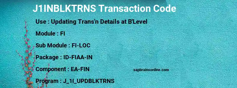 SAP J1INBLKTRNS transaction code