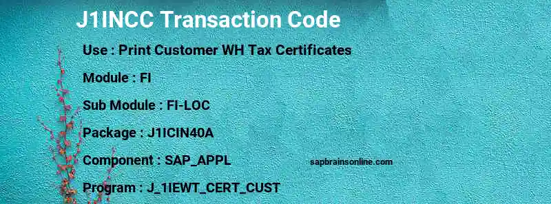 SAP J1INCC transaction code