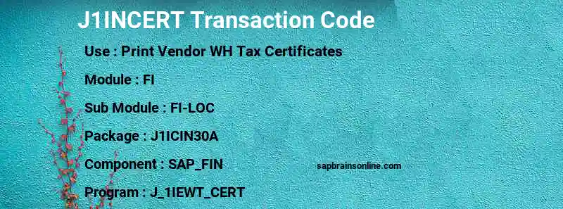 SAP J1INCERT transaction code