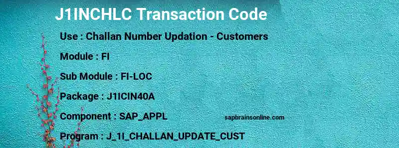 SAP J1INCHLC transaction code