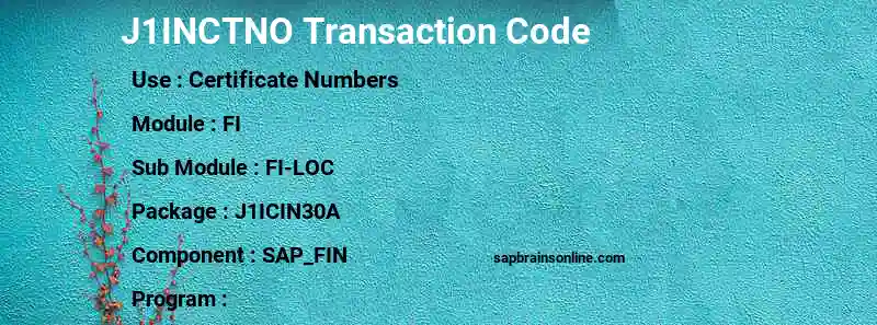 SAP J1INCTNO transaction code