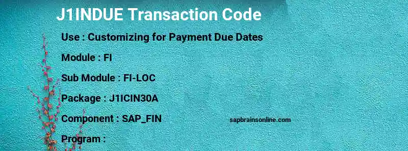 SAP J1INDUE transaction code