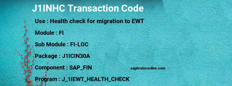 SAP J1INHC transaction code