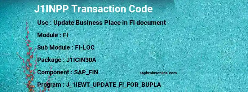 SAP J1INPP transaction code