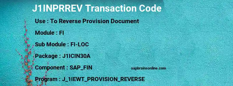 SAP J1INPRREV transaction code