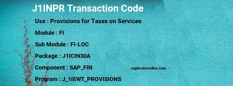 SAP J1INPR transaction code