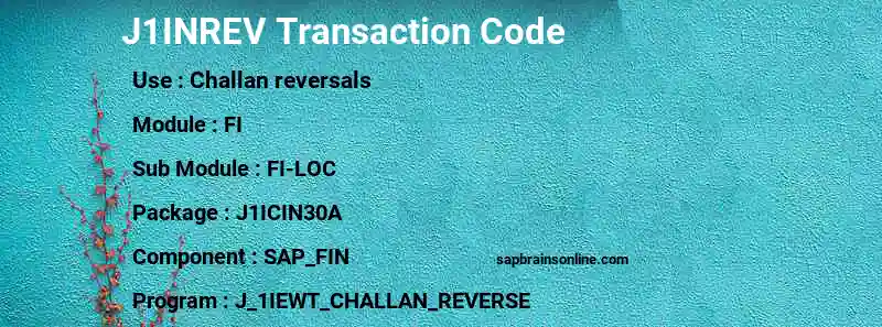 SAP J1INREV transaction code