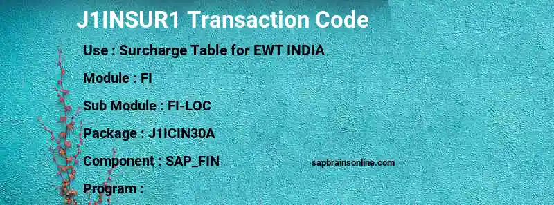 SAP J1INSUR1 transaction code