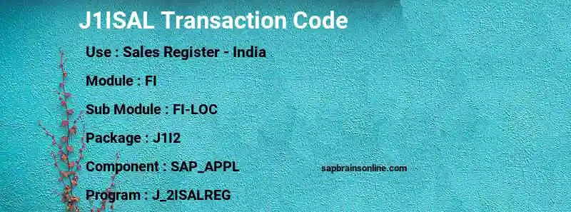 SAP J1ISAL transaction code