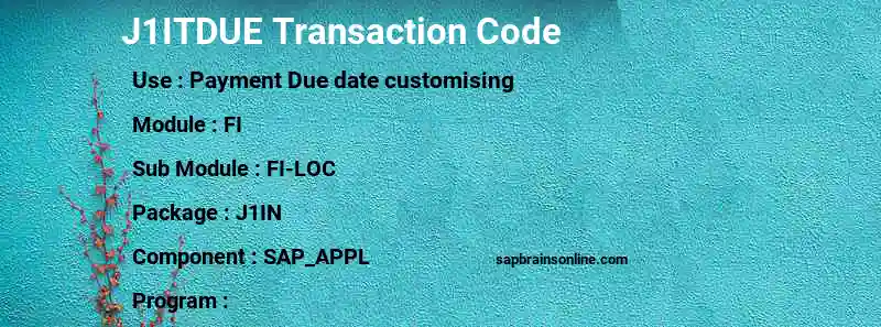 SAP J1ITDUE transaction code