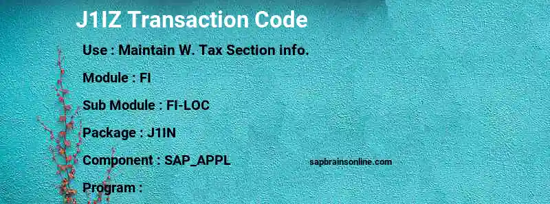 SAP J1IZ transaction code