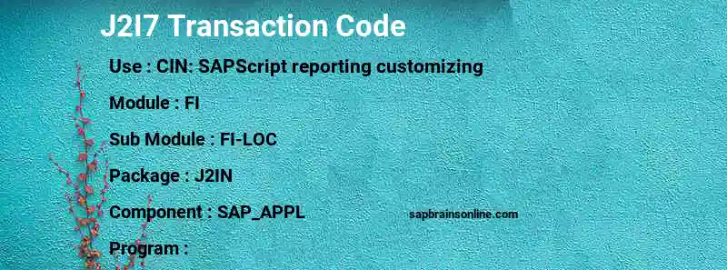 SAP J2I7 transaction code