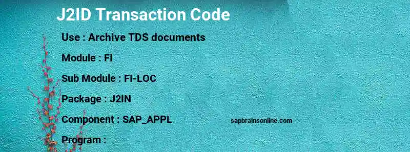 SAP J2ID transaction code