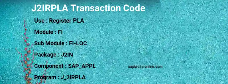 SAP J2IRPLA transaction code