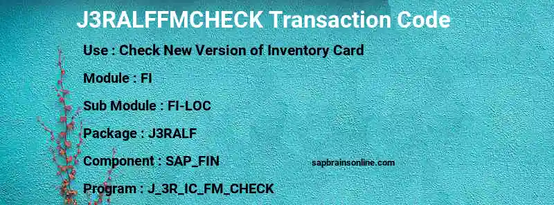 SAP J3RALFFMCHECK transaction code