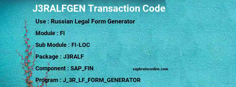 SAP J3RALFGEN transaction code