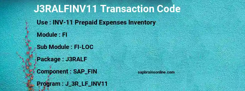 SAP J3RALFINV11 transaction code