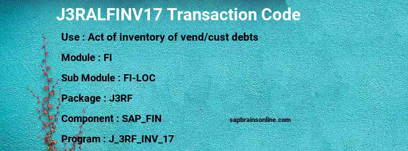 SAP J3RALFINV17 transaction code