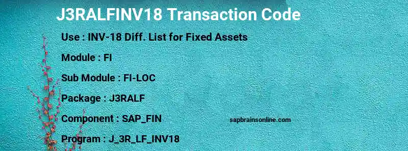 SAP J3RALFINV18 transaction code