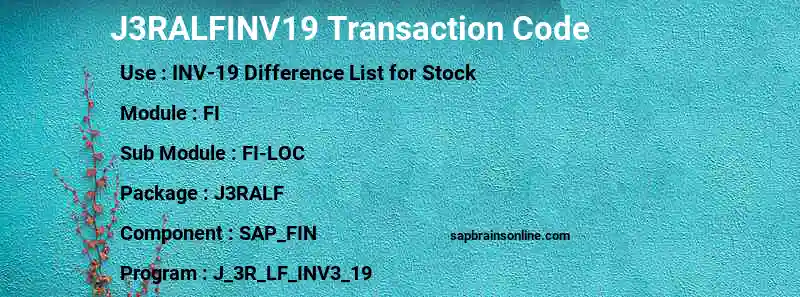 SAP J3RALFINV19 transaction code