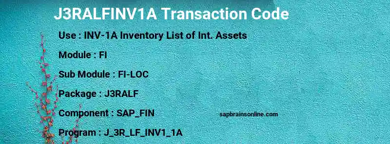 SAP J3RALFINV1A transaction code