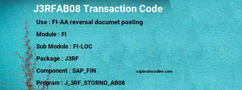 SAP J3RFAB08 transaction code