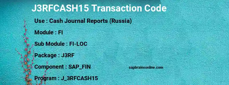 SAP J3RFCASH15 transaction code