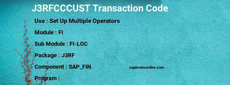 SAP J3RFCCCUST transaction code