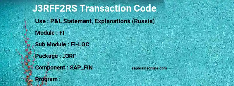 SAP J3RFF2RS transaction code