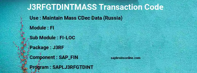 SAP J3RFGTDINTMASS transaction code