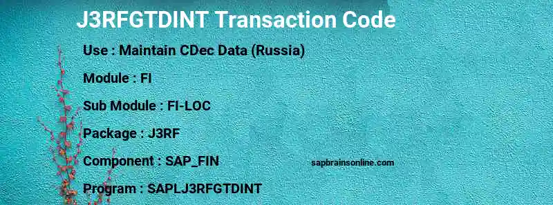SAP J3RFGTDINT transaction code