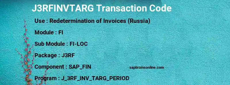 SAP J3RFINVTARG transaction code