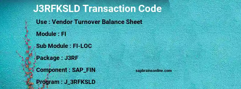 SAP J3RFKSLD transaction code