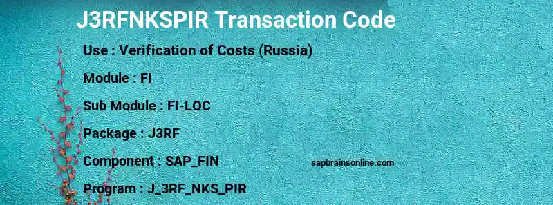 SAP J3RFNKSPIR transaction code