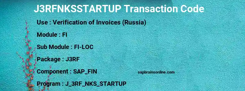 SAP J3RFNKSSTARTUP transaction code